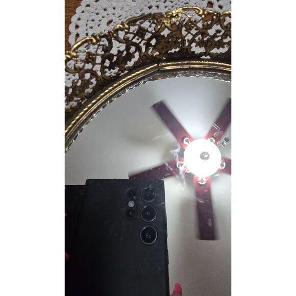 VTG Hollywood Regency Oval Filigree Mirror Vanity Tray 6.5 x 11./4" Gold - Picture 2 of 6